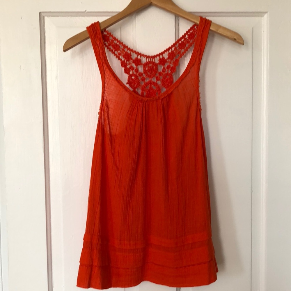 Bright orange anthro crochet tank